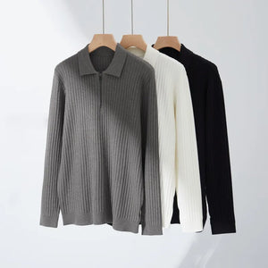 Fashion Knitted Long Sleeve Shirt - Solid Color Premium Leisure Pullover Knitwear