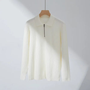 Fashion Knitted Long Sleeve Shirt - Solid Color Premium Leisure Pullover Knitwear